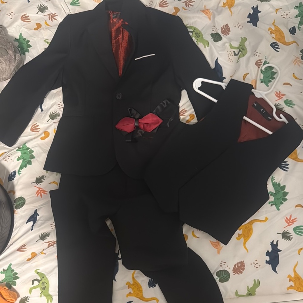 Toddler Black Suit with Red Accents and Vest